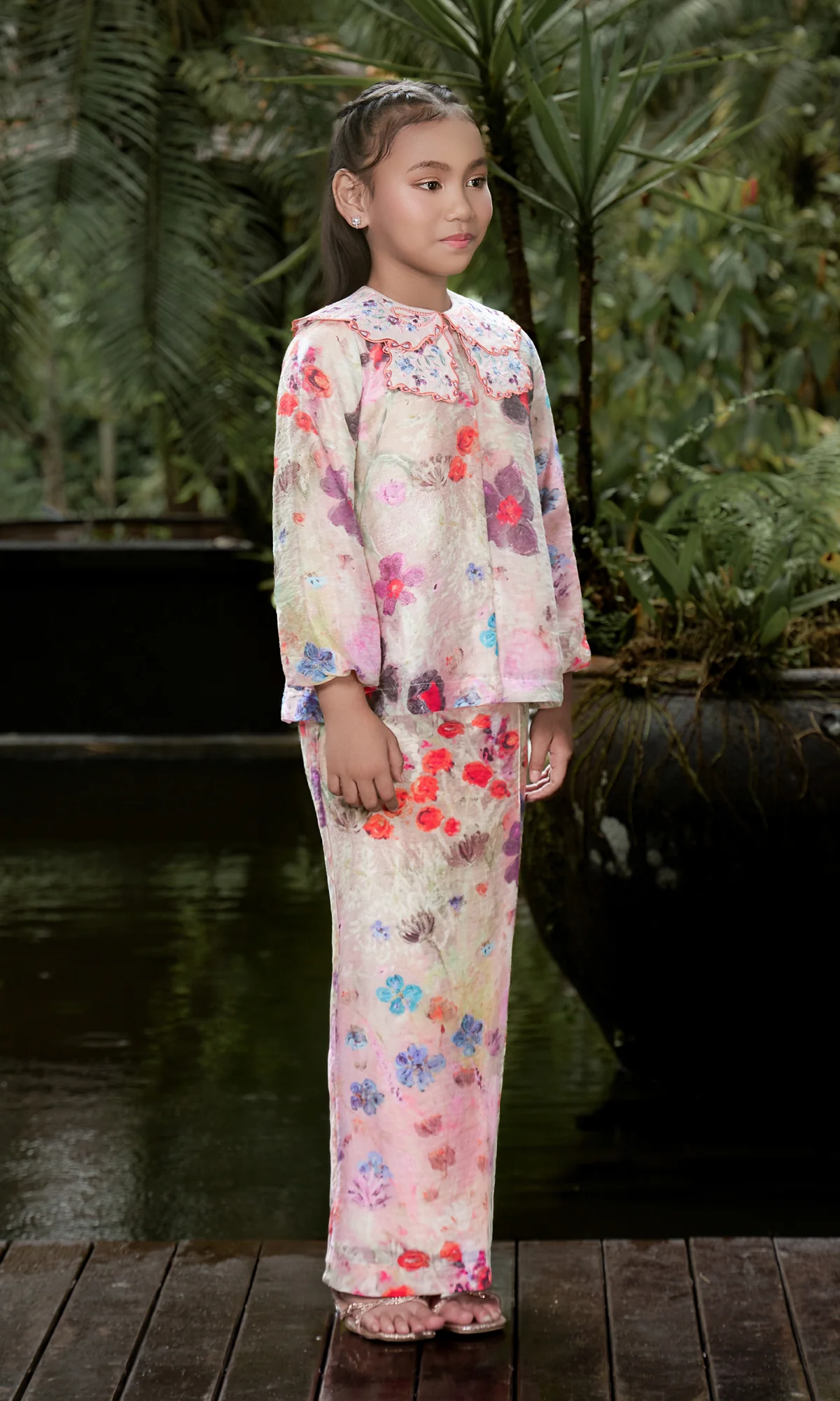 Daisy Kurung Kids in Shadow Pink - Image 3