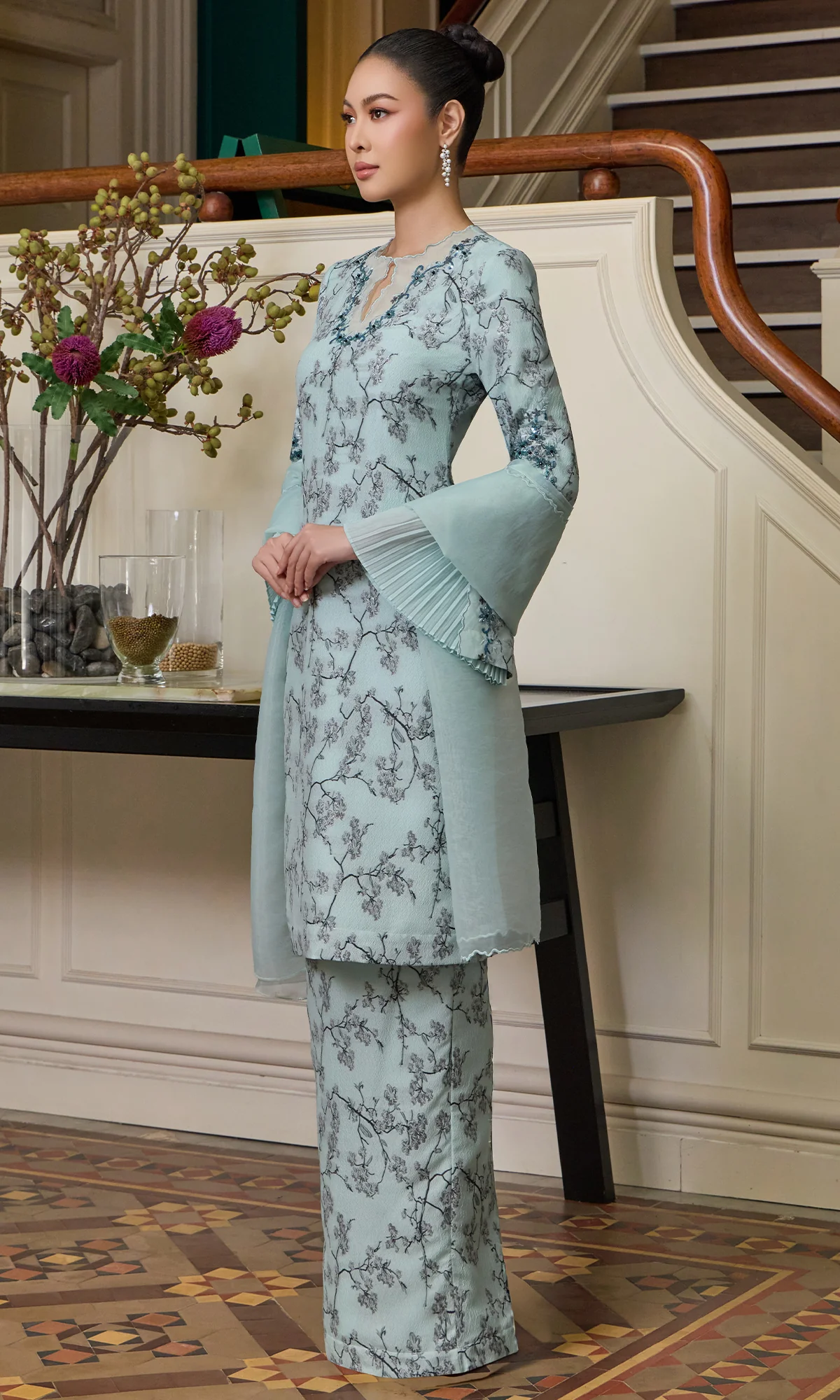 Eliinor Kurung in Soft Cyan - Image 3