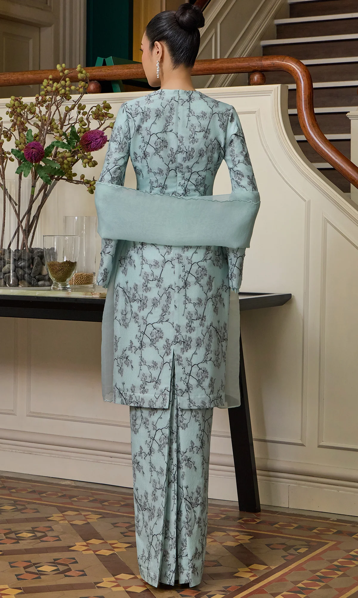 Eliinor Kurung in Soft Cyan - Image 4