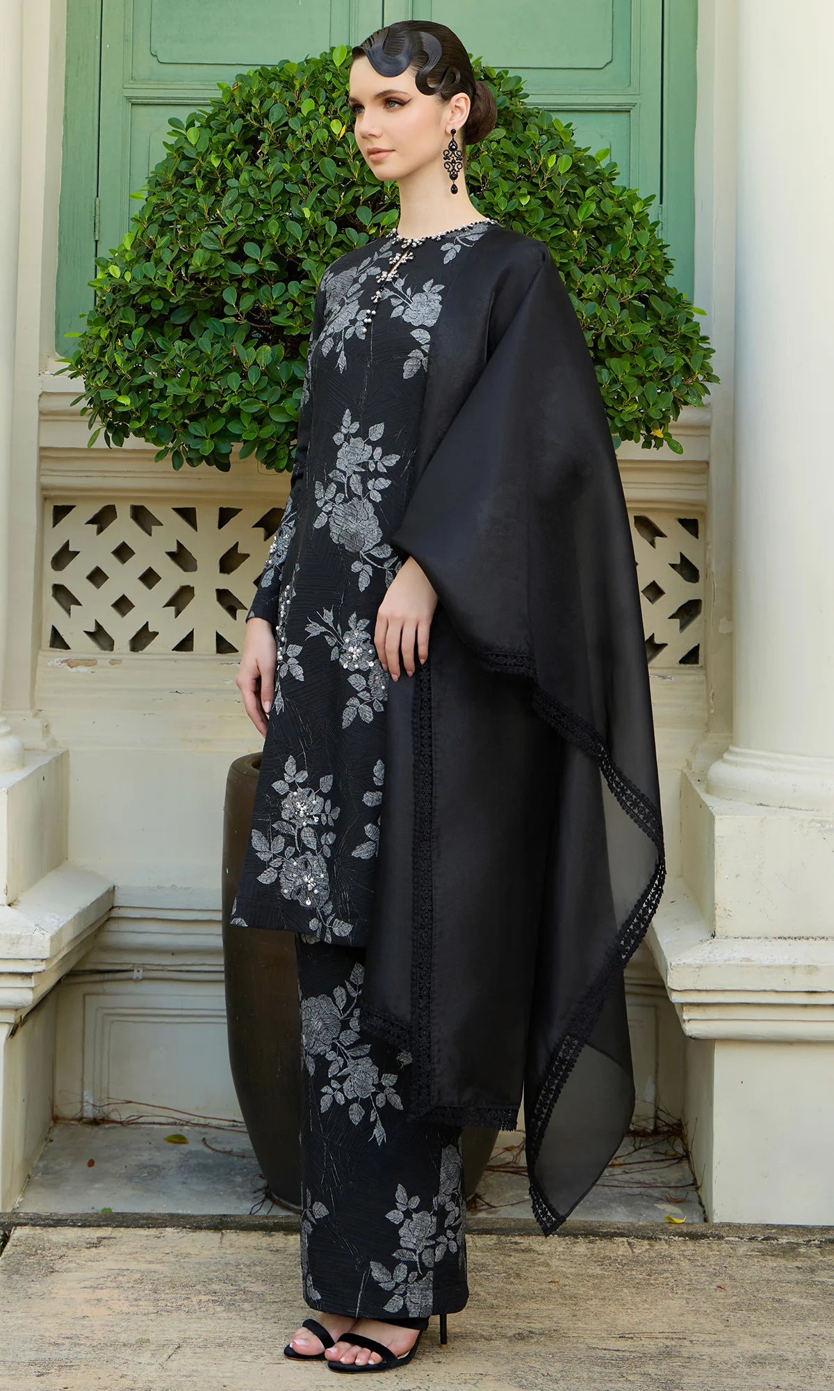 Felicia Kurung in Jet Black - Image 3