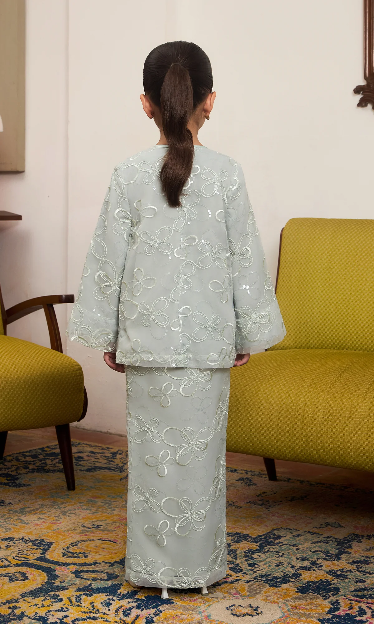 Zahara Kurung Kids in Misty Green - Image 3